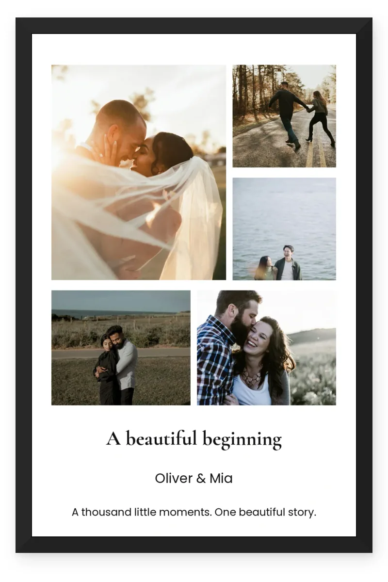 Personalized Couple Gift Photo Frame – A Beautiful Beginning (5 Photos)