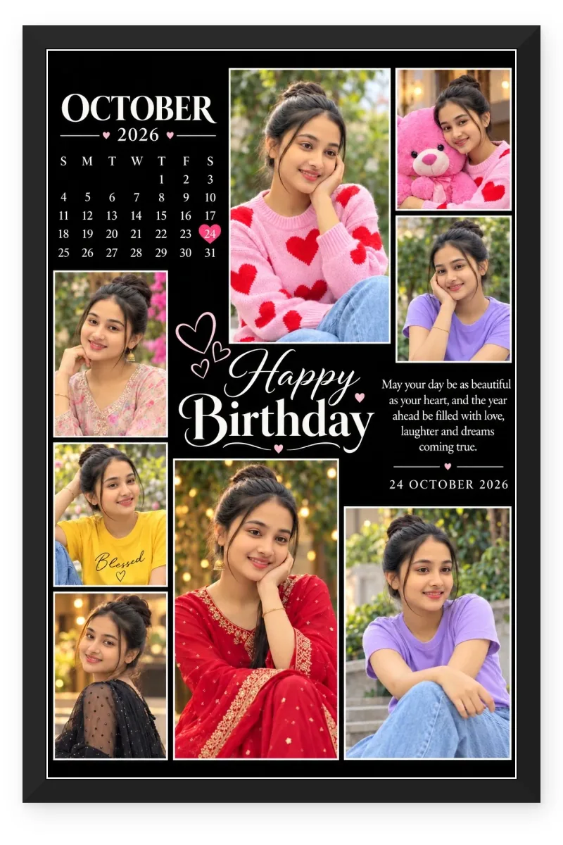 Birthday Calendar Photo Frame for Girlfriend with 7 to 8 Photos