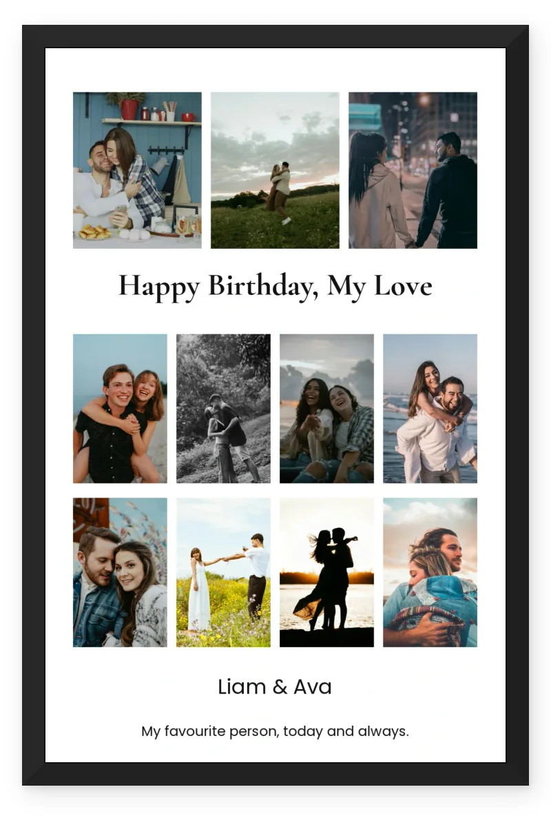 Personalized Husband & Wife Photo Frame – Birthday Wishes (11 Photos)
