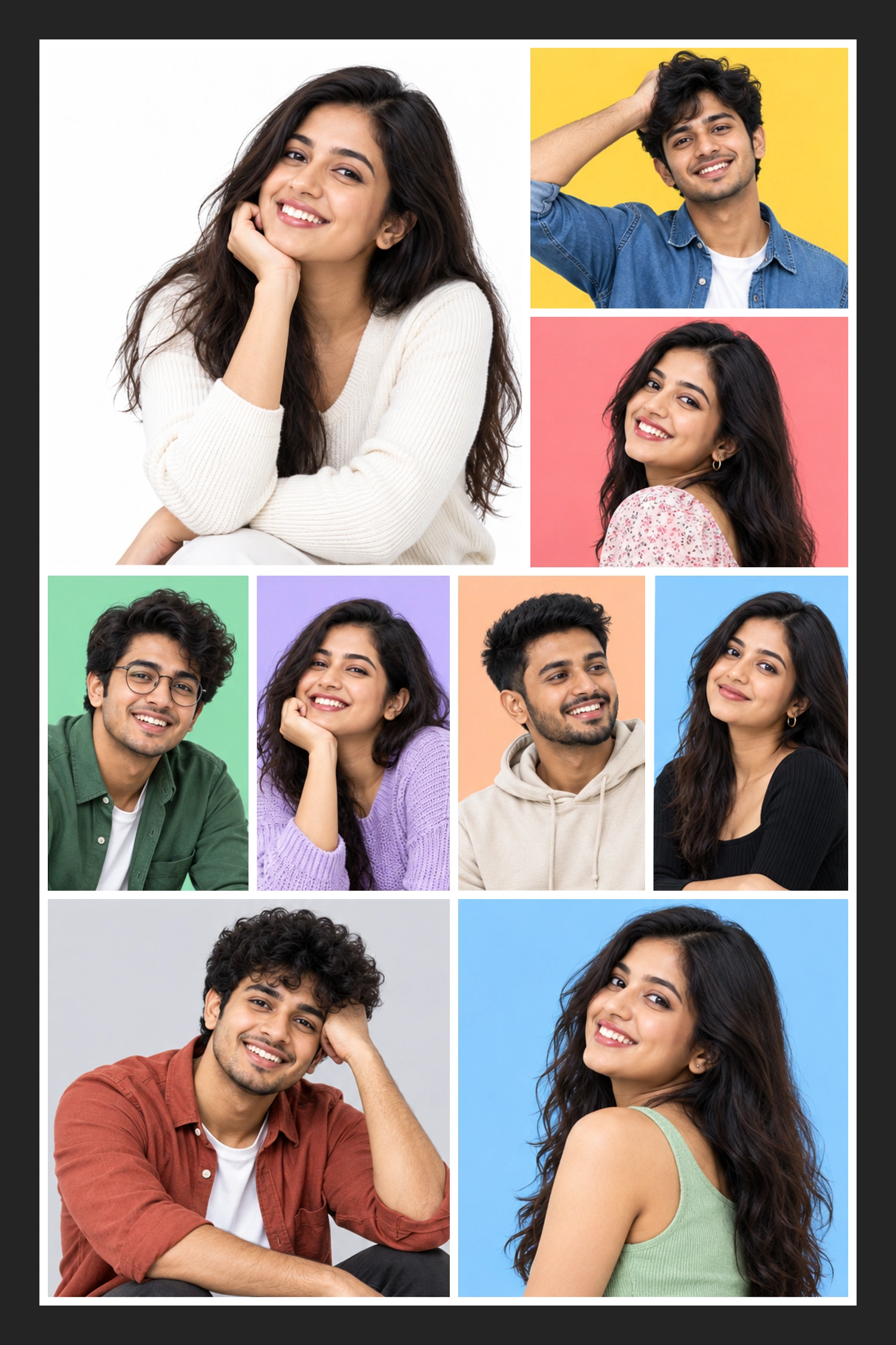 9 Photo Portrait Stories Collage Frame
