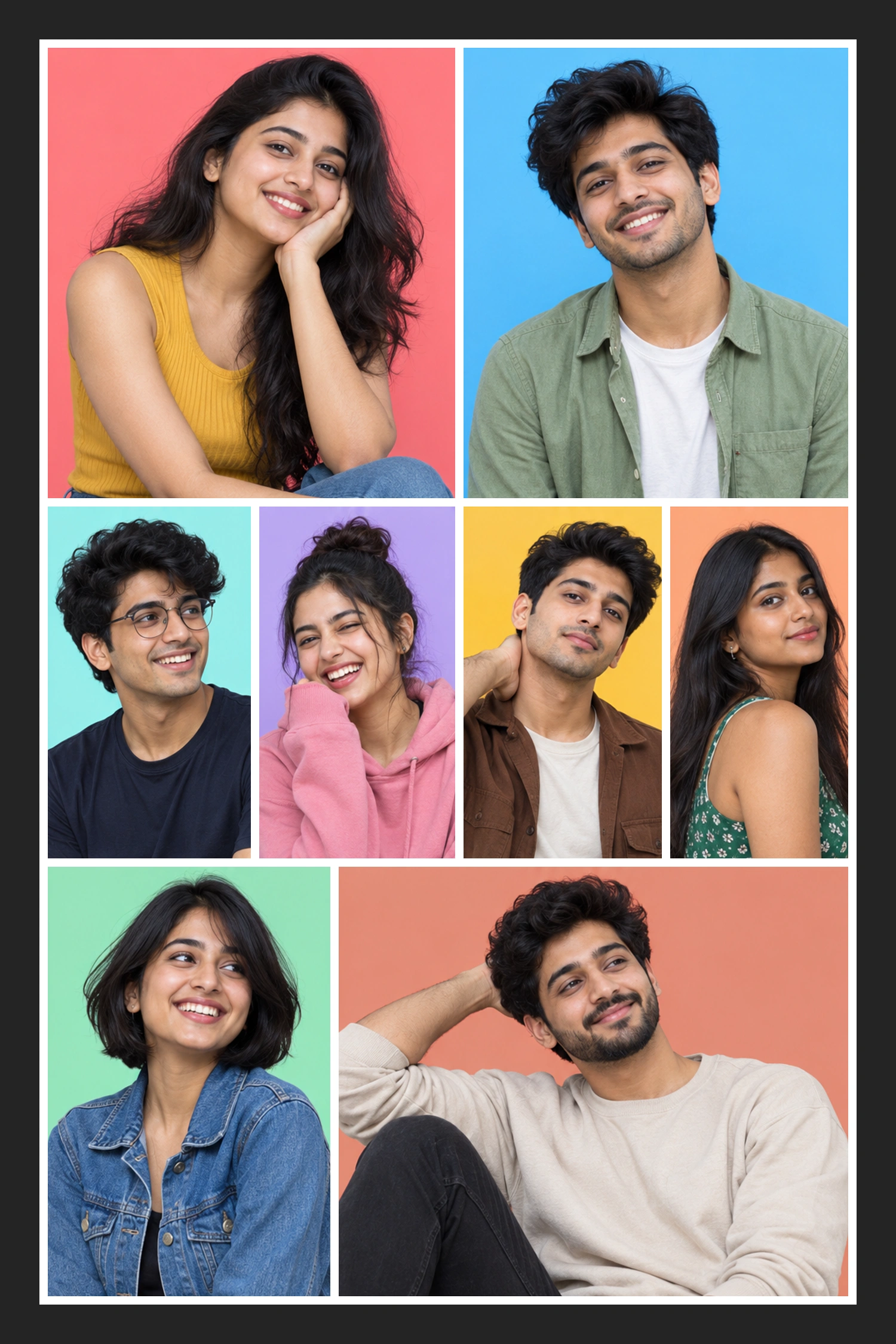 8 Photo Colourful Chapters Collage Frame