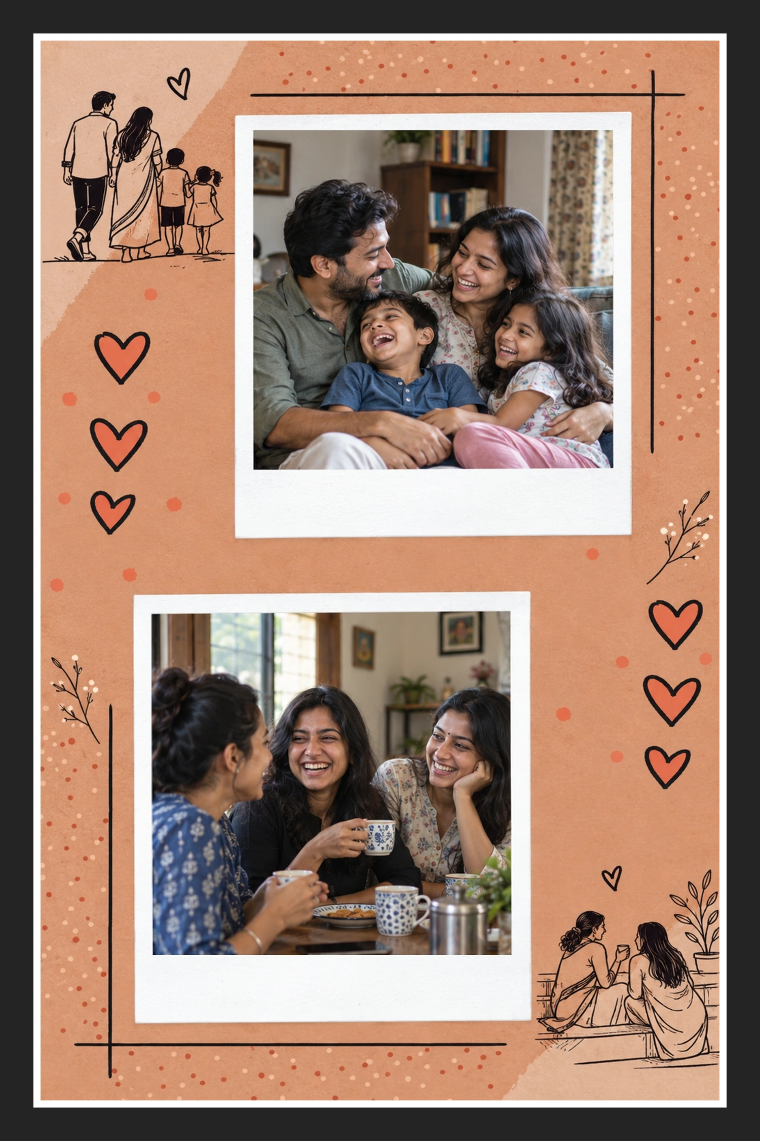 2 Photo Terracotta Heart Memories Collage Frame