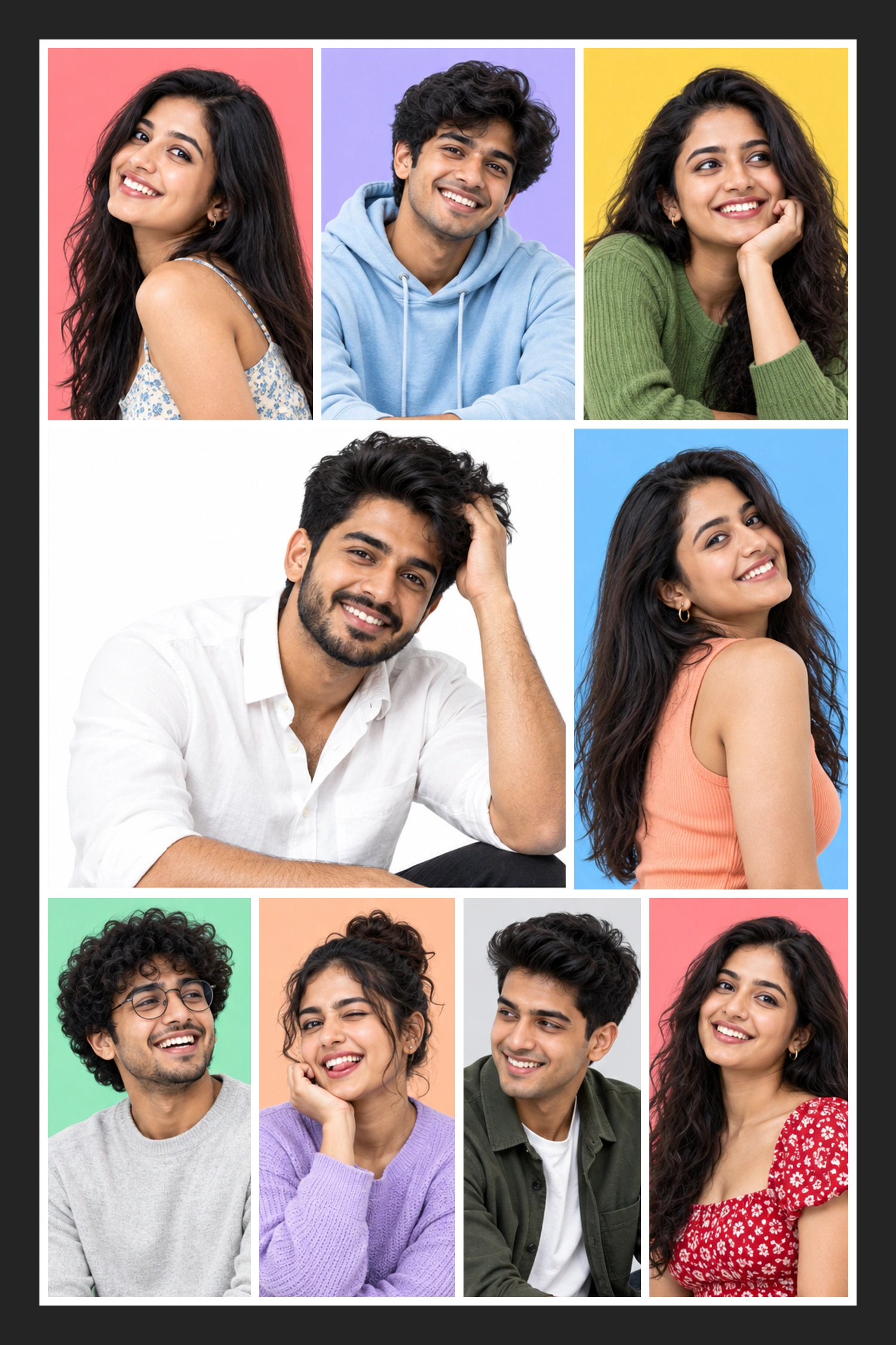 9 Photo Colourful Chapters Collage Frame