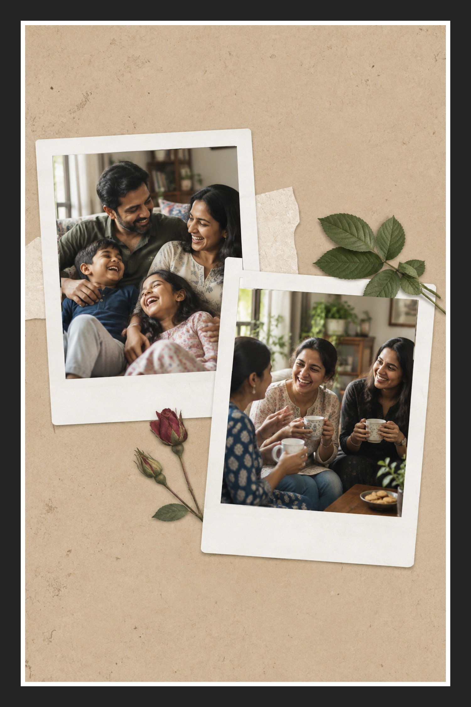 2 Photo Botanical Polaroid Stories Collage Frame