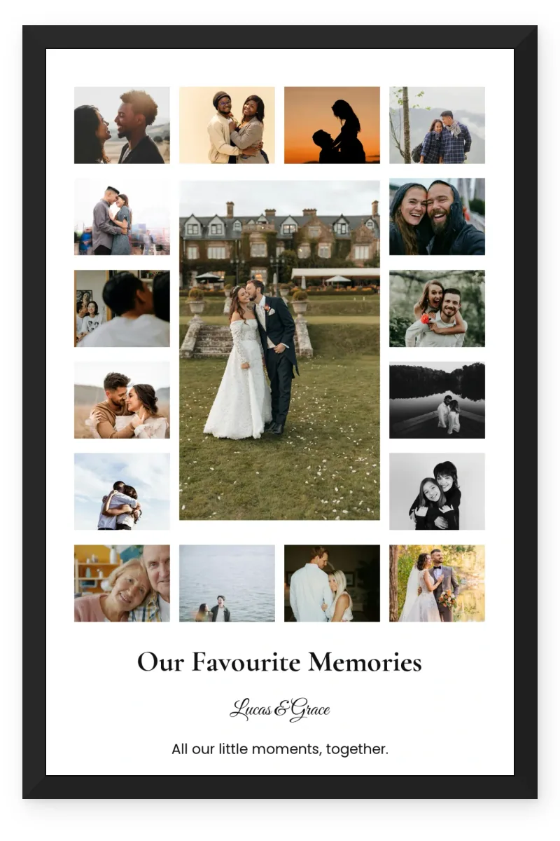 Personalized Couple Gift Photo Frame – The Memory Collection (17 Photos)