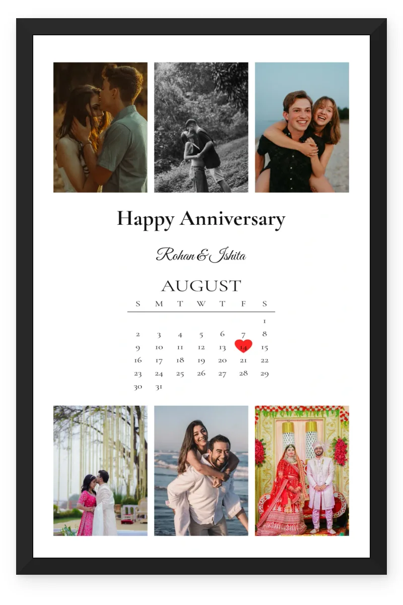 Personalized Couple Gift Photo Frame – Our Calendar Story (6 Photos)