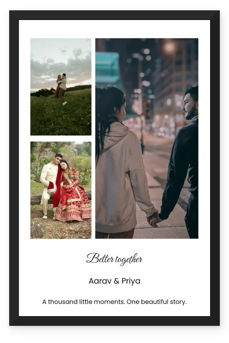 Personalized Love & Name Photo Frame – Better Together (3 Photos)