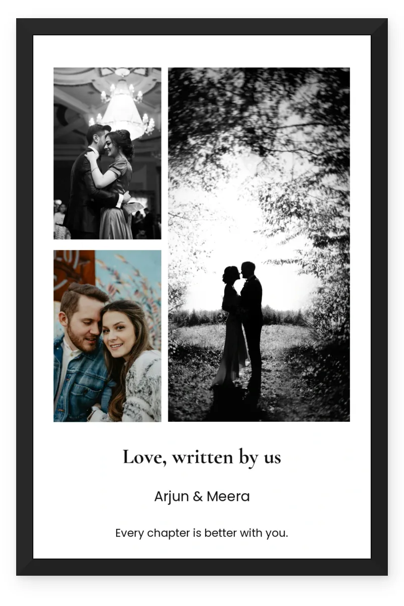 Personalized Love & Name Photo Frame – Love, Written (3 Photos)