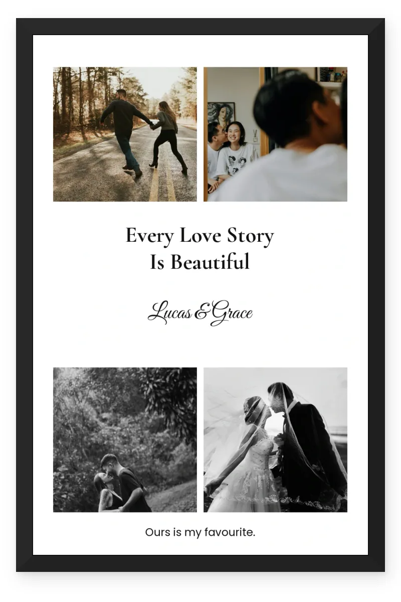 Personalized Love & Name Photo Frame – Our Favourite Words (4 Photos)