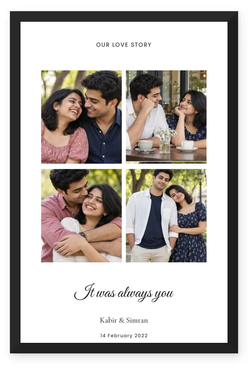 Couple Love Story 4 Photo Wall Collage Frame Poster