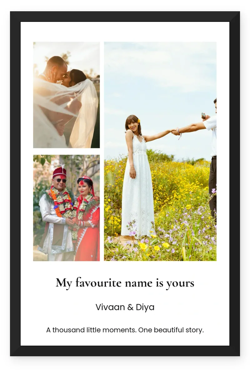 Personalized Love & Name Photo Frame – The Name Portrait (3 Photos)