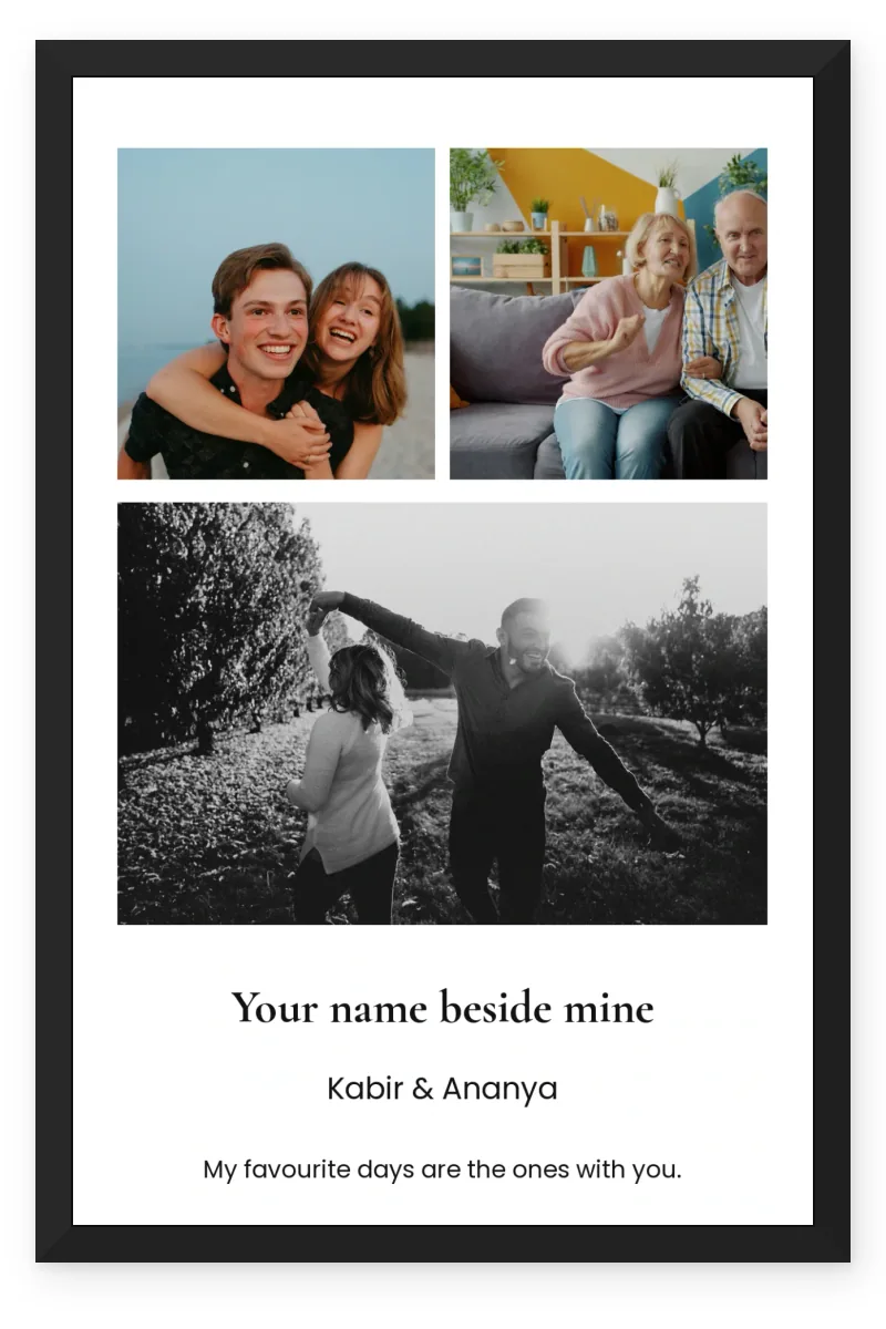 Personalized Love & Name Photo Frame – Your Names, Our Story (3 Photos)