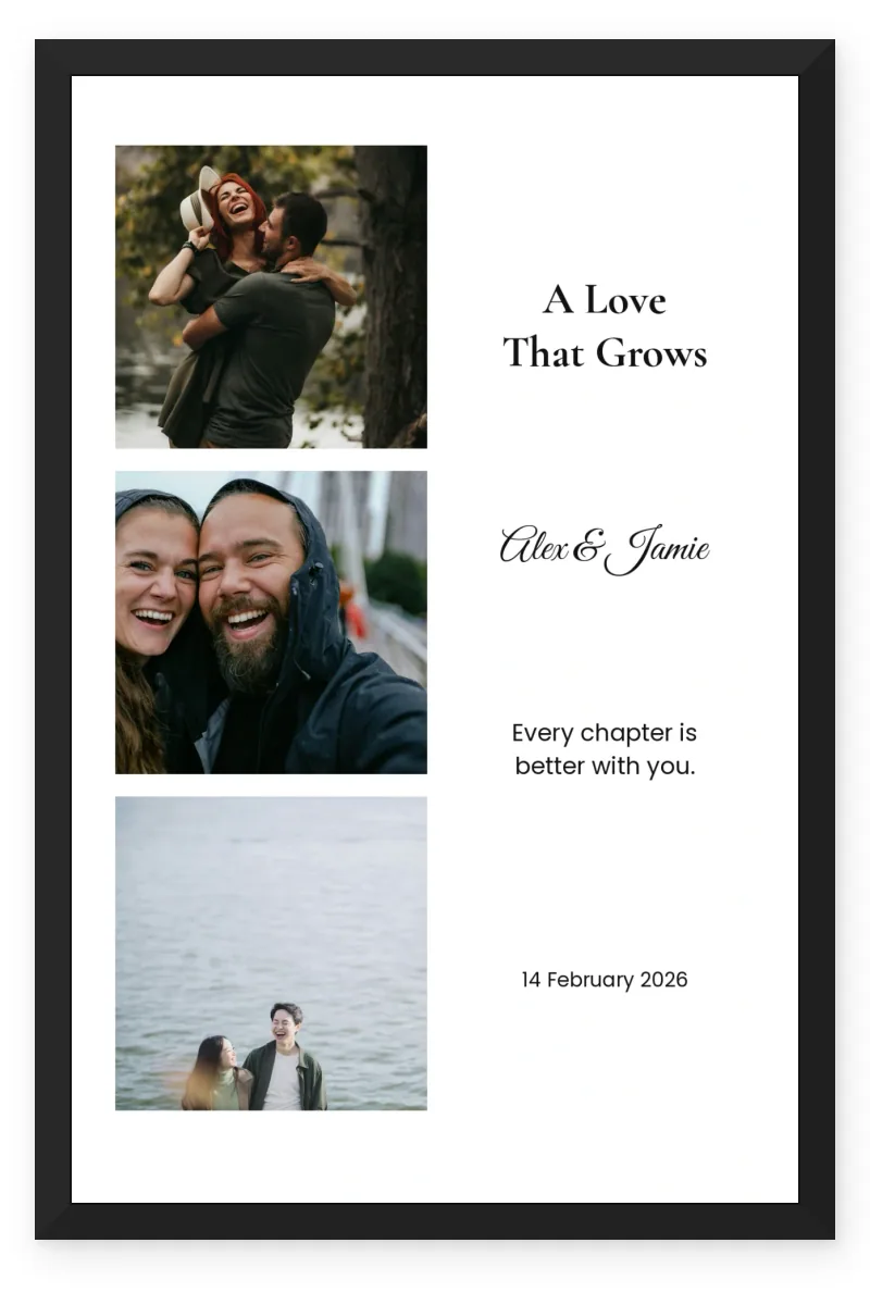 Personalized Couple Gift Photo Frame – A Love That Grows (3 Photos)