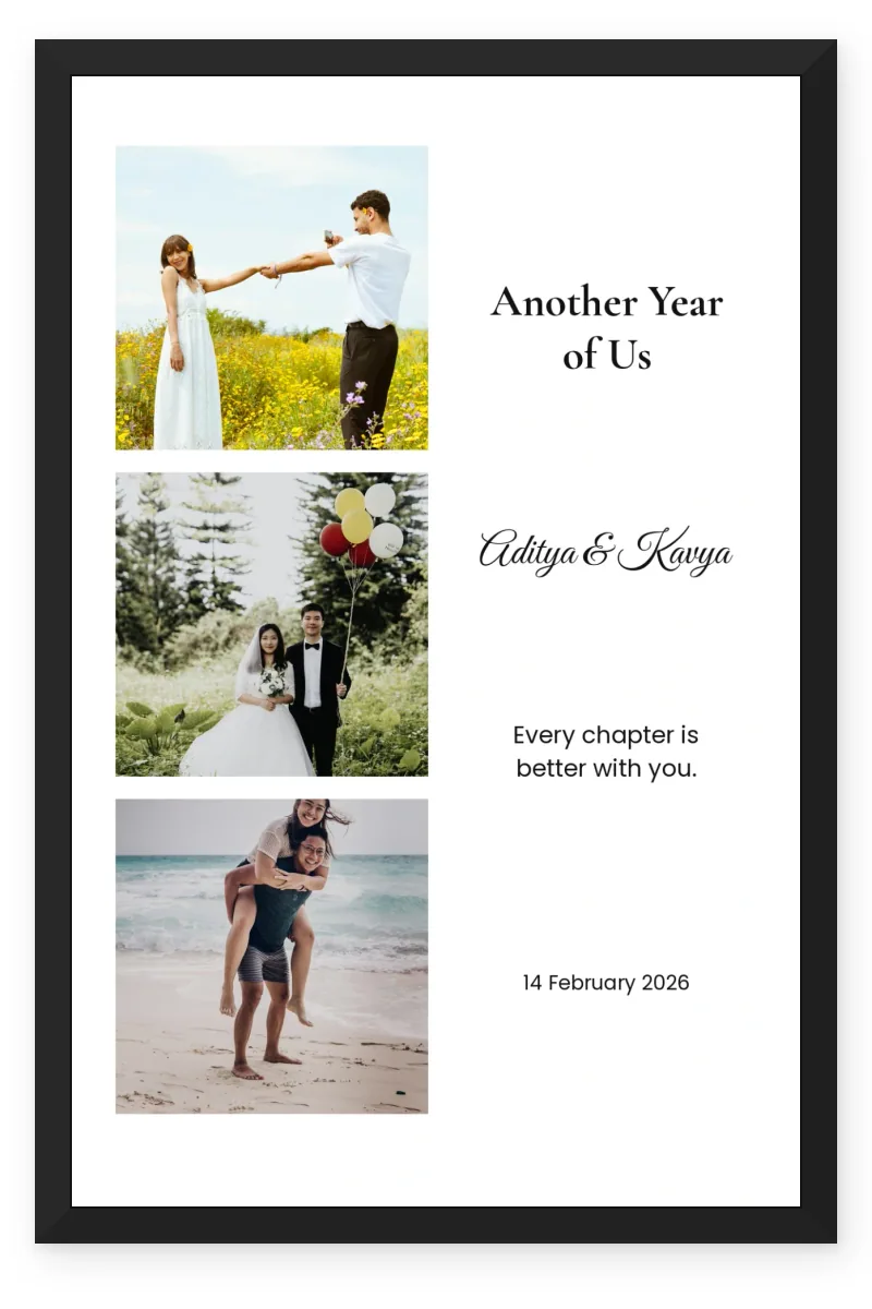 Personalized Couple Gift Photo Frame – Another Year of Us (3 Photos)