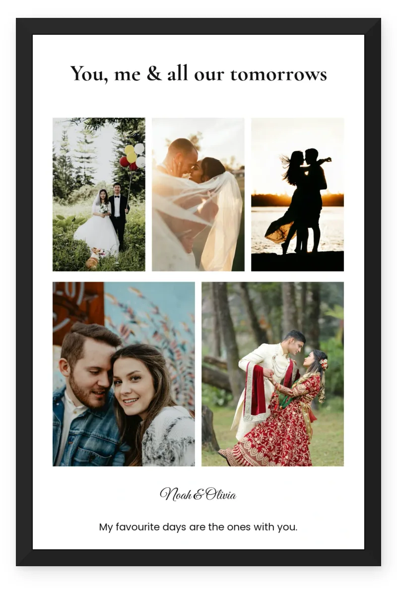 Personalized Couple Wall Photo Frame – Simply Together (5 Photos)