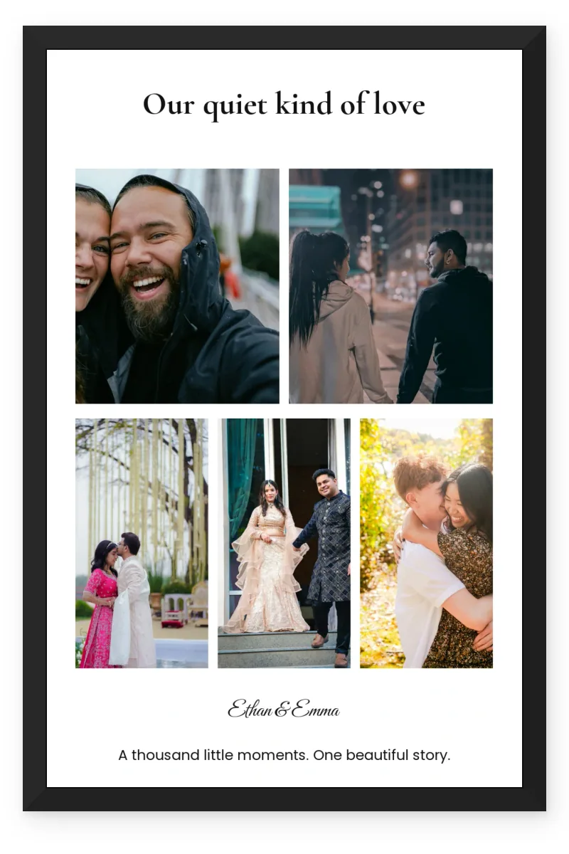 Personalized Couple Wall Photo Frame – Our Quiet Moments (5 Photos)