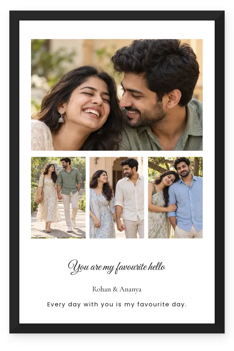 Personalized Romantic Couple Photo Frame with 4 Photos - Classic Romance