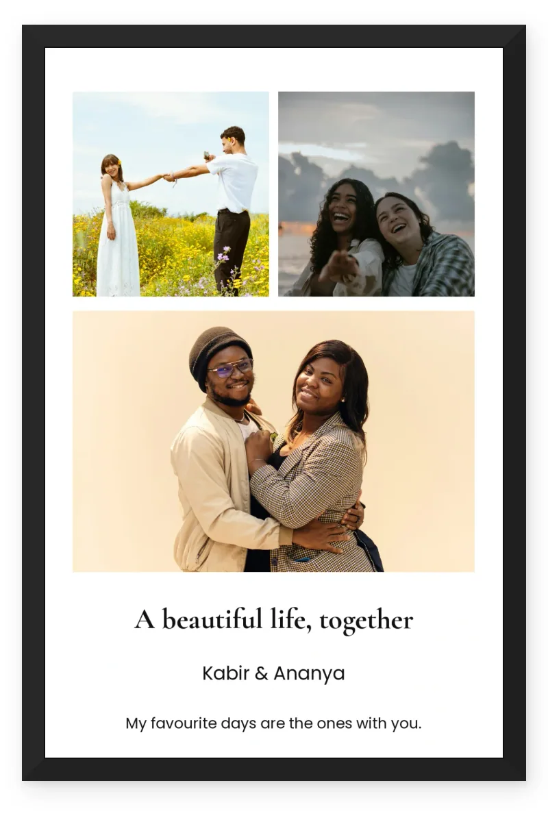 Personalized Couple Wall Photo Frame – A Beautiful Life (3 Photos)