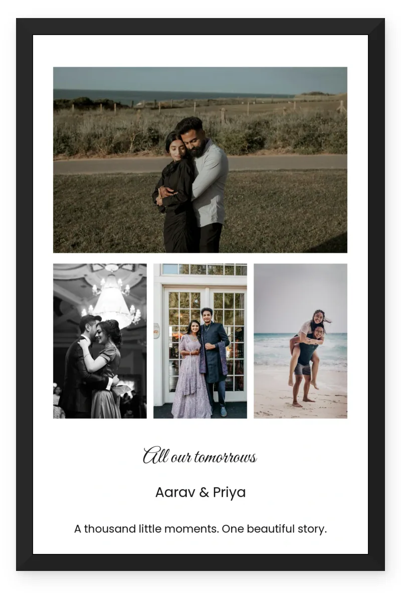 Personalized Couple Wall Photo Frame – All Our Tomorrows (4 Photos)