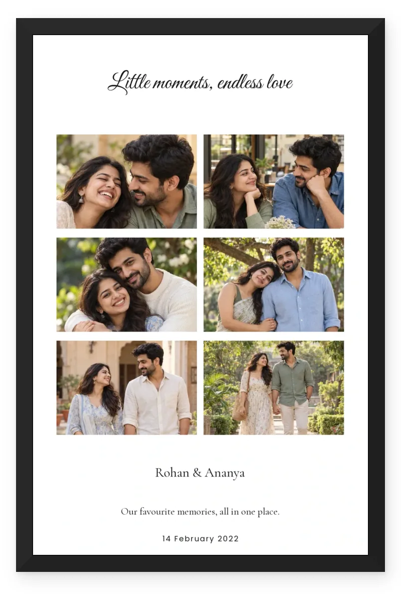 Personalized Romantic Couple Photo Frame with 6 Photos - Little Moments