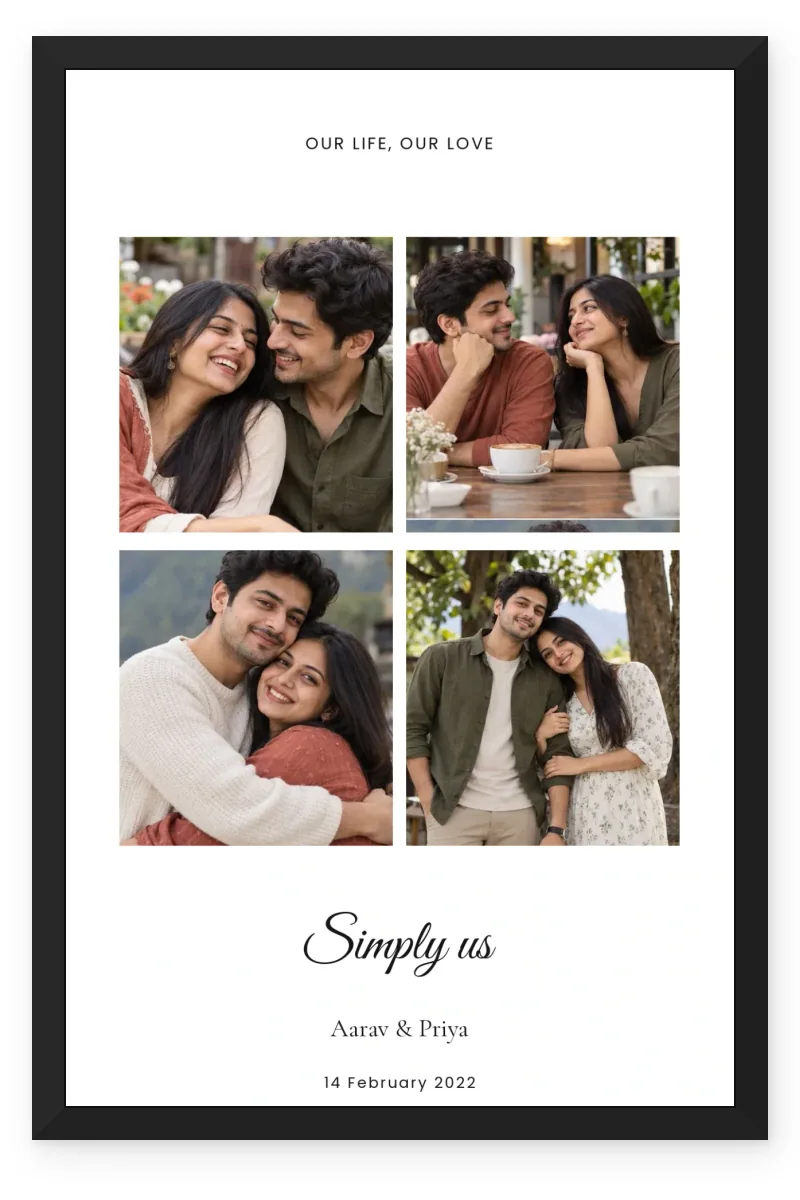 Personalized Romantic Couple Photo Frame with 4 Photos - Modern Love