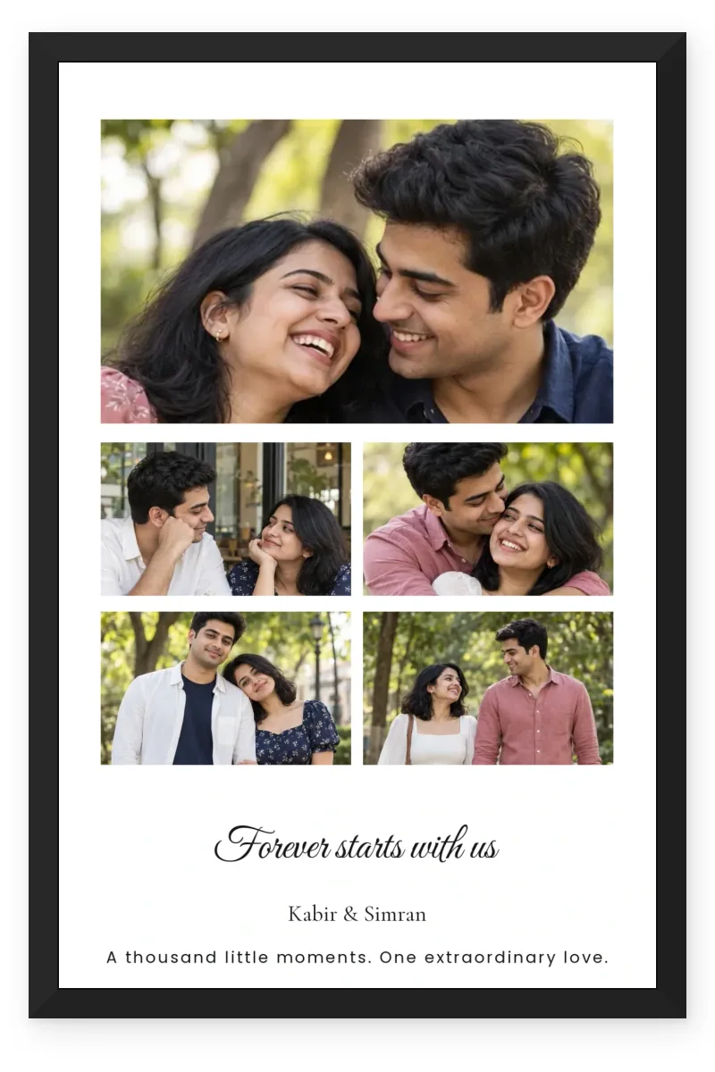 Personalized Romantic Couple Photo Frame with 5 Photos - Forever Memories