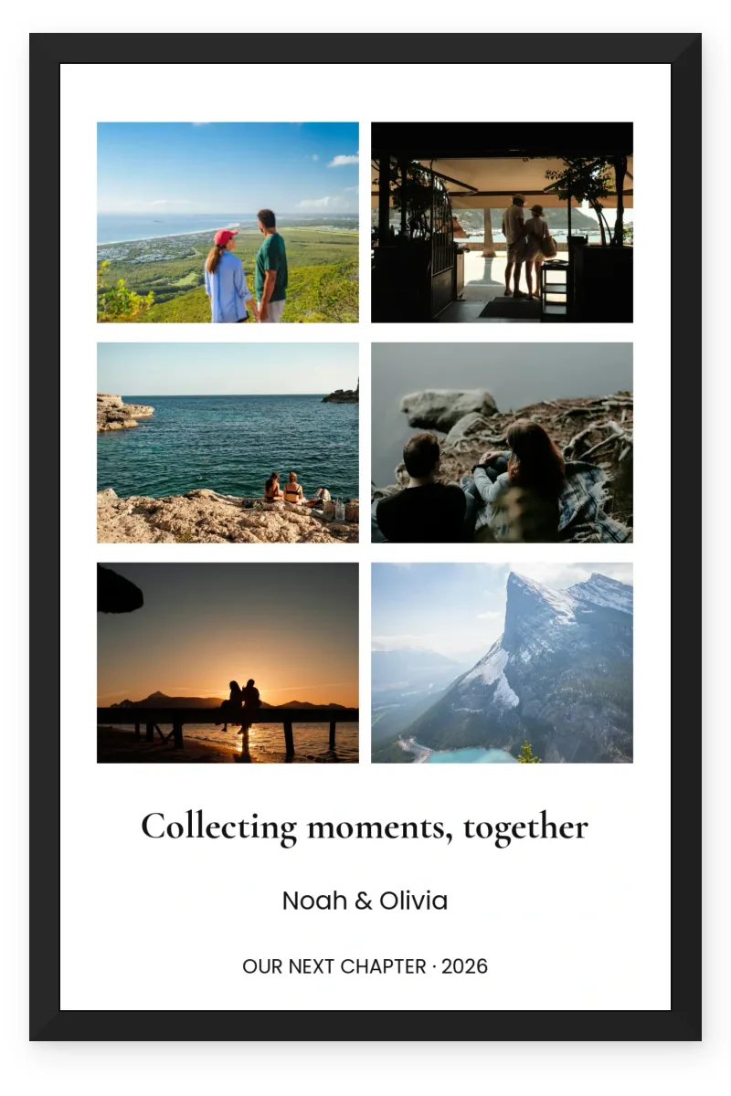 Personalized Couple Travel Photo Frame – The Travel Journal (6 Photos)