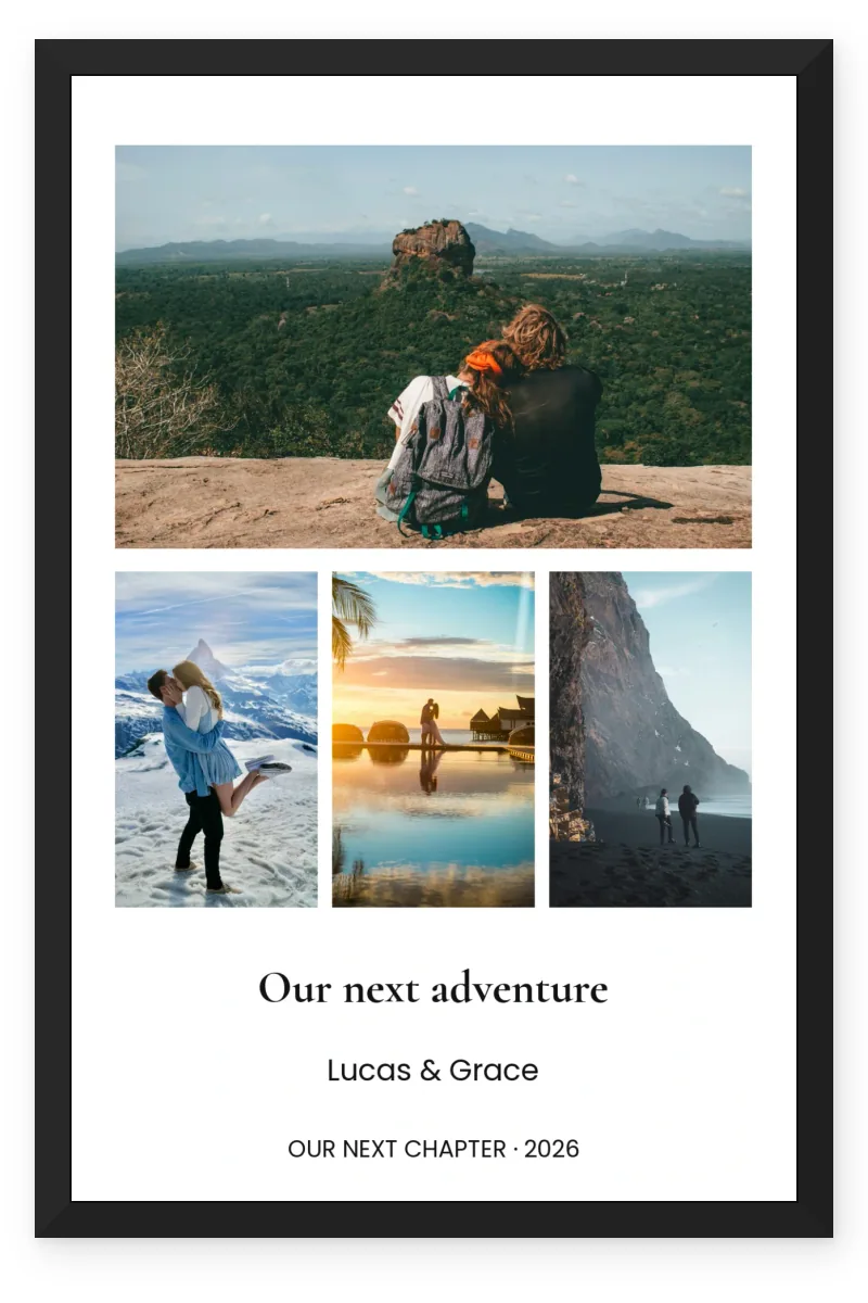 Personalized Couple Travel Photo Frame – Our Next Adventure (4 Photos)