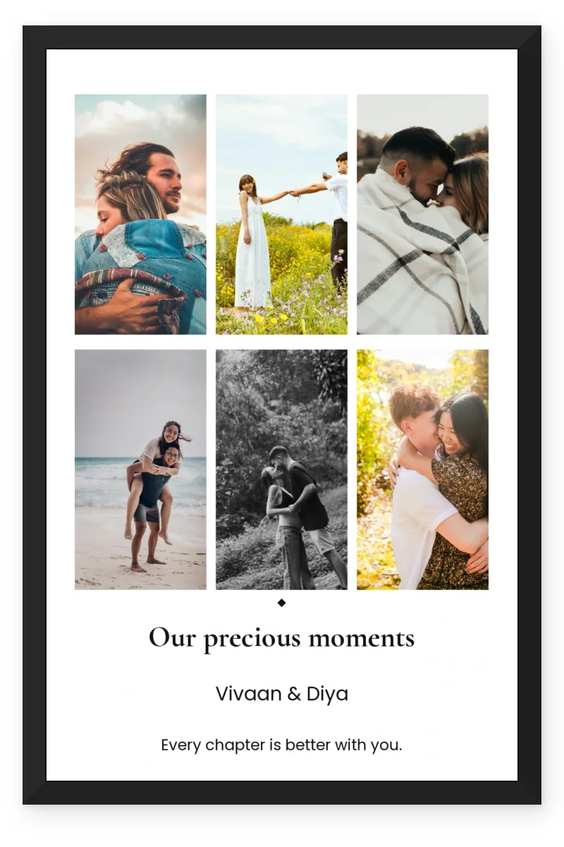 Personalized Couple Collage Photo Frame – Diamond Memories (6 Photos)