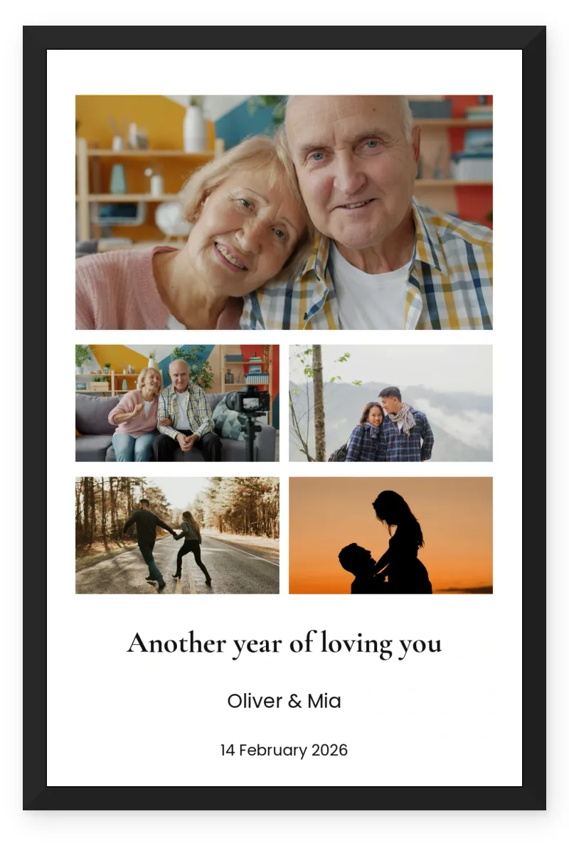 Personalized Husband & Wife Photo Frame – A Lifetime of Love (5 Photos)