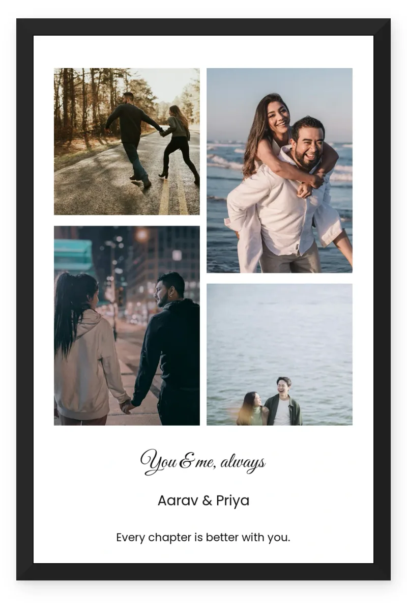 Personalized Husband & Wife Photo Frame – You & Me Always (4 Photos)