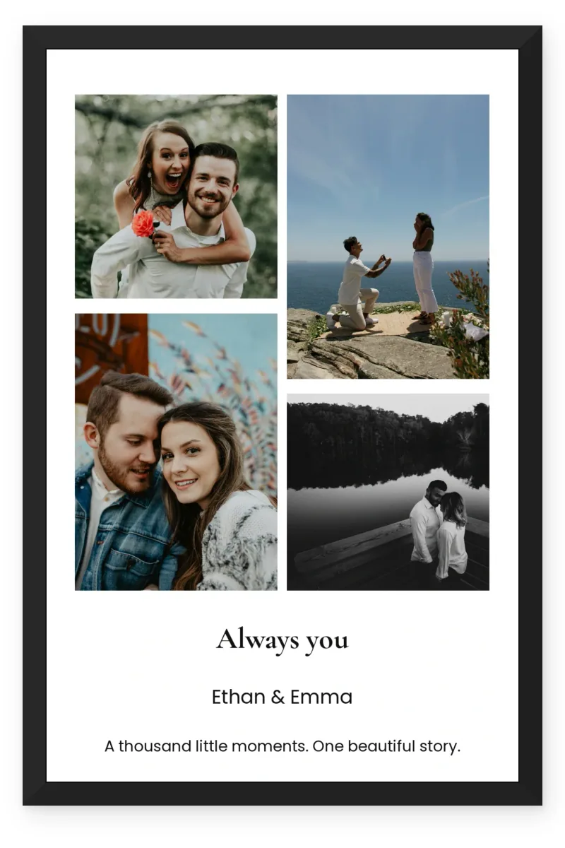 Personalized Love & Name Photo Frame – Always You (4 Photos)