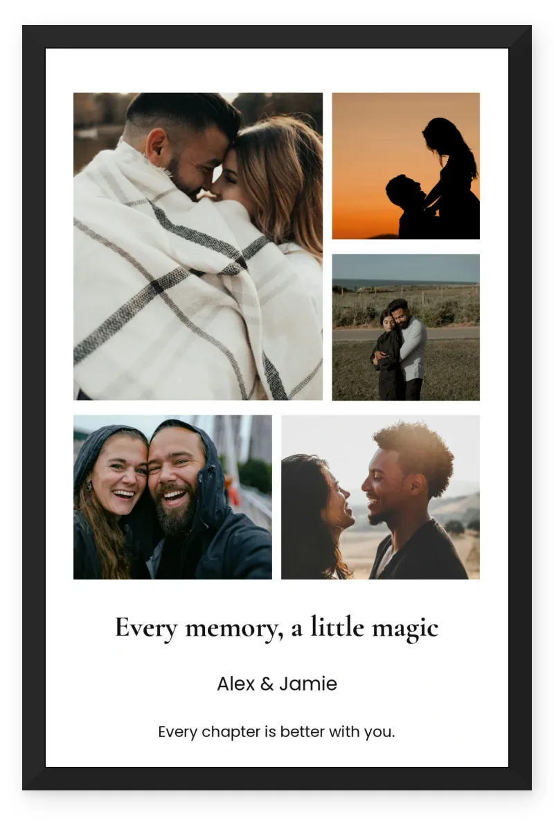 Personalized Couple Collage Photo Frame – The Memory Mosaic (5 Photos)
