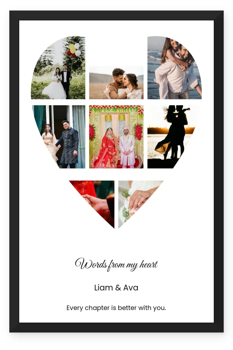 Personalized Couple Gift Photo Frame – Words from the Heart (8 Photos)