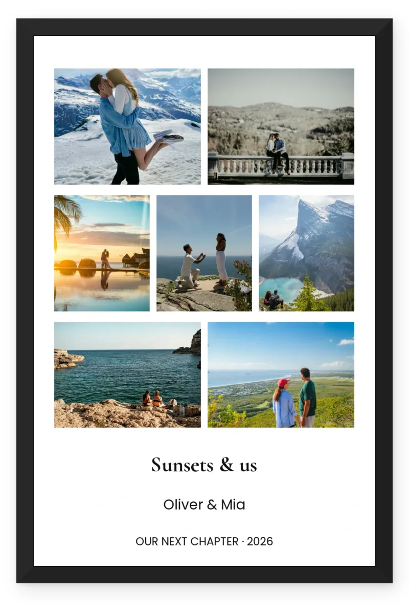 Personalized Couple Travel Photo Frame – Sunsets & Us (7 Photos)