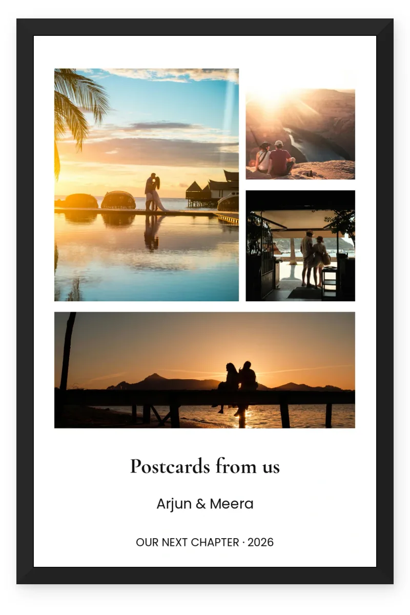 Personalized Couple Travel Photo Frame – Postcards from Us (4 Photos)