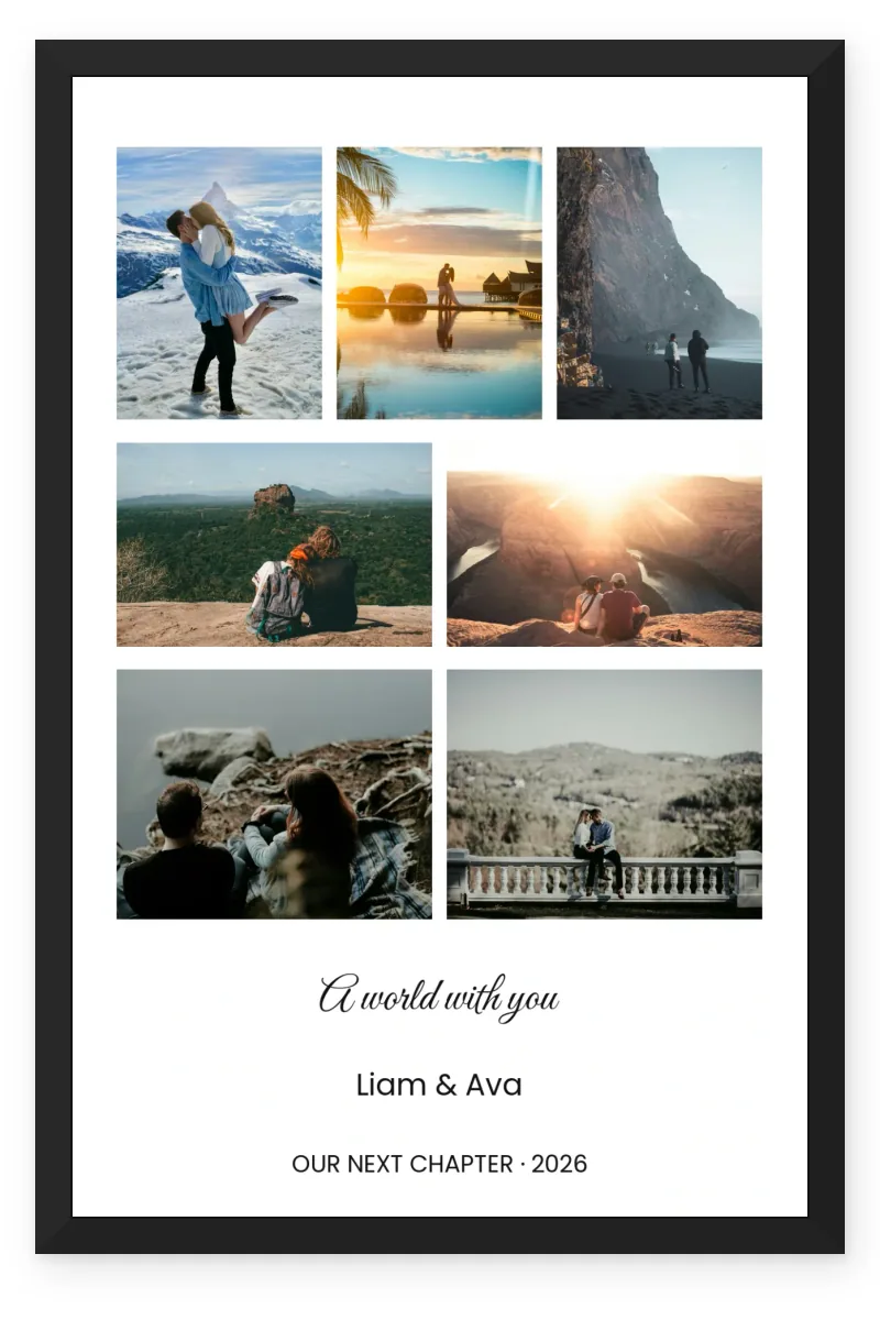 Personalized Couple Travel Photo Frame – A World with You (7 Photos)