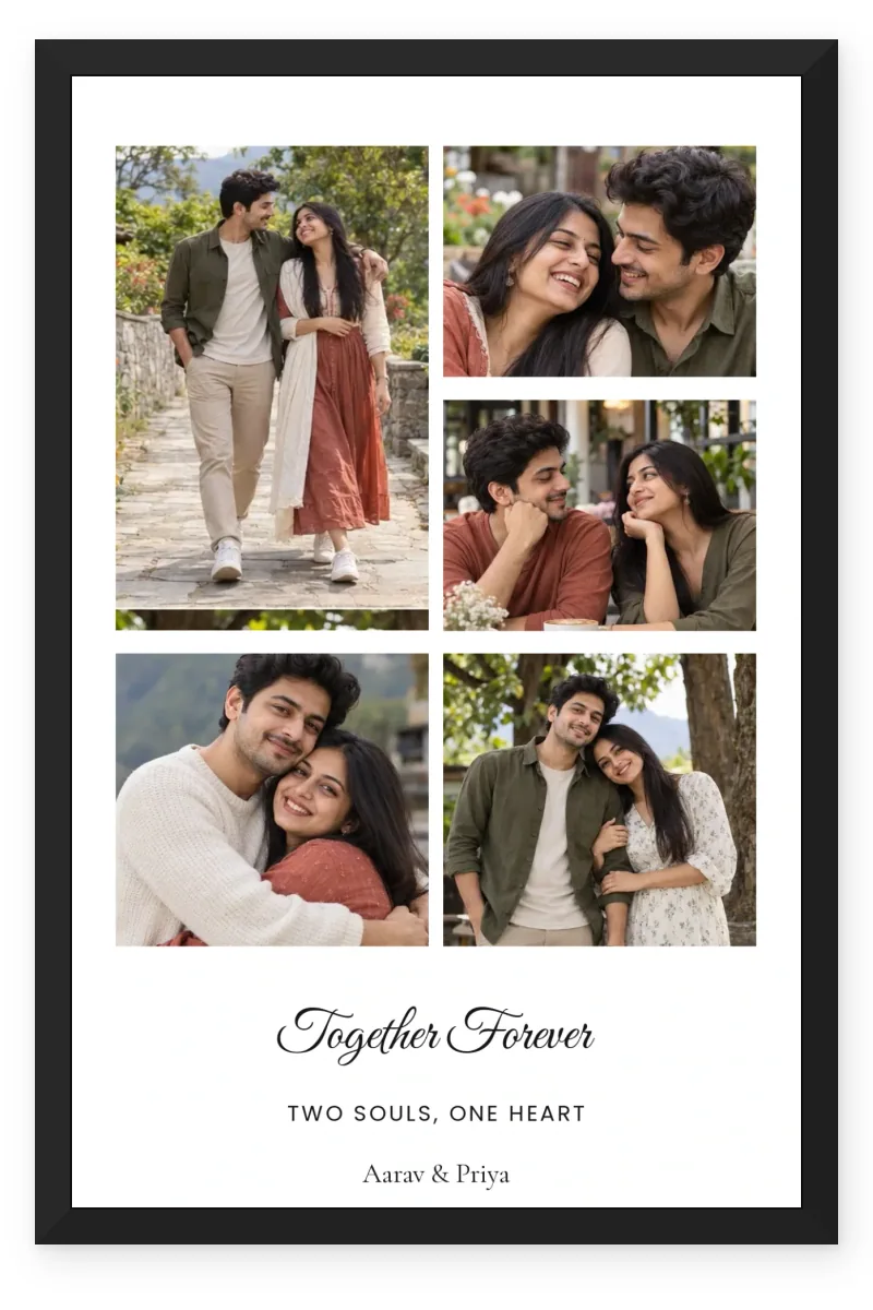 Together Forever Two Souls One Heart 5 Photo Couple Frame