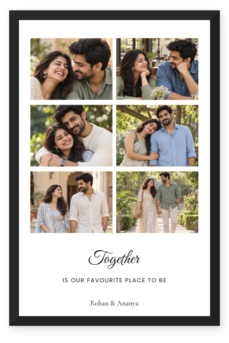 Together Is Our Favourite Place To Be Couple Photo Collage Poster