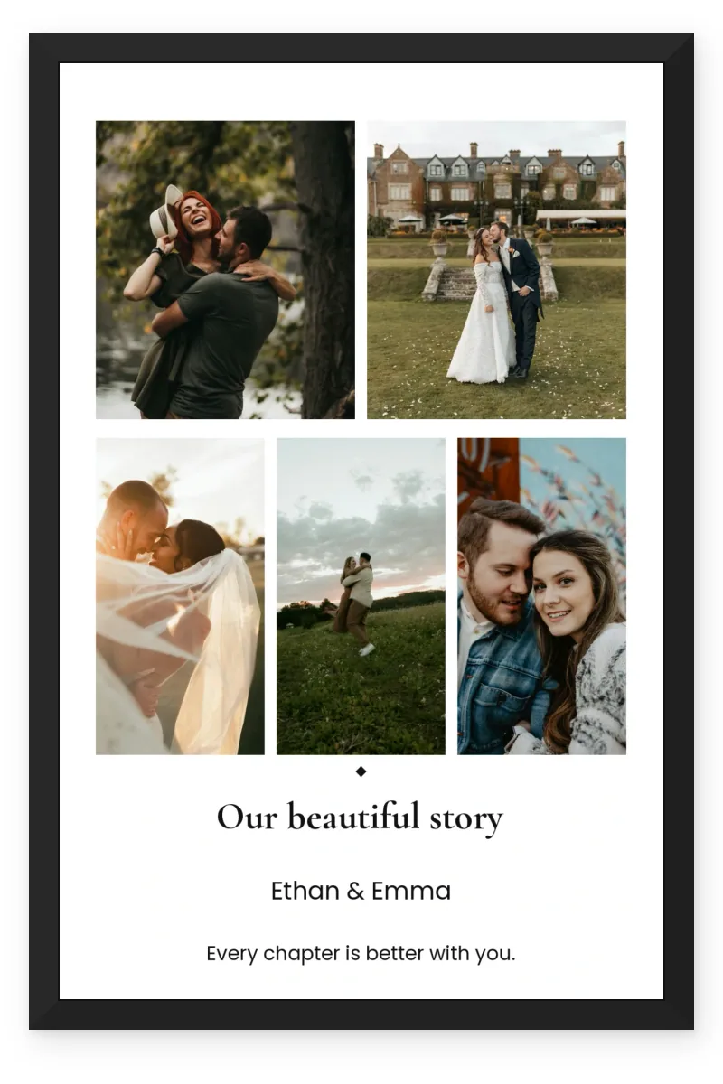 Personalized Couple Collage Photo Frame – Diamond Story (5 Photos)