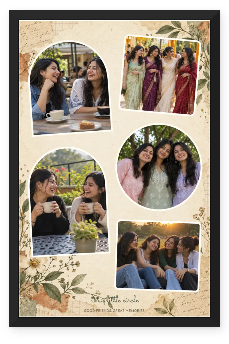 Vintage Botanical Friends Photo Collage Frame