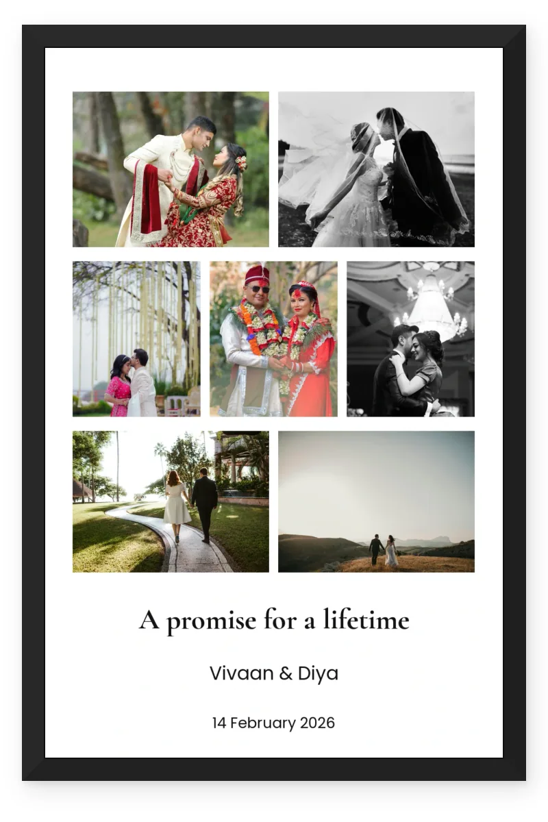 Personalized Wedding Photo Frame – Timeless Vows (7 Photos)