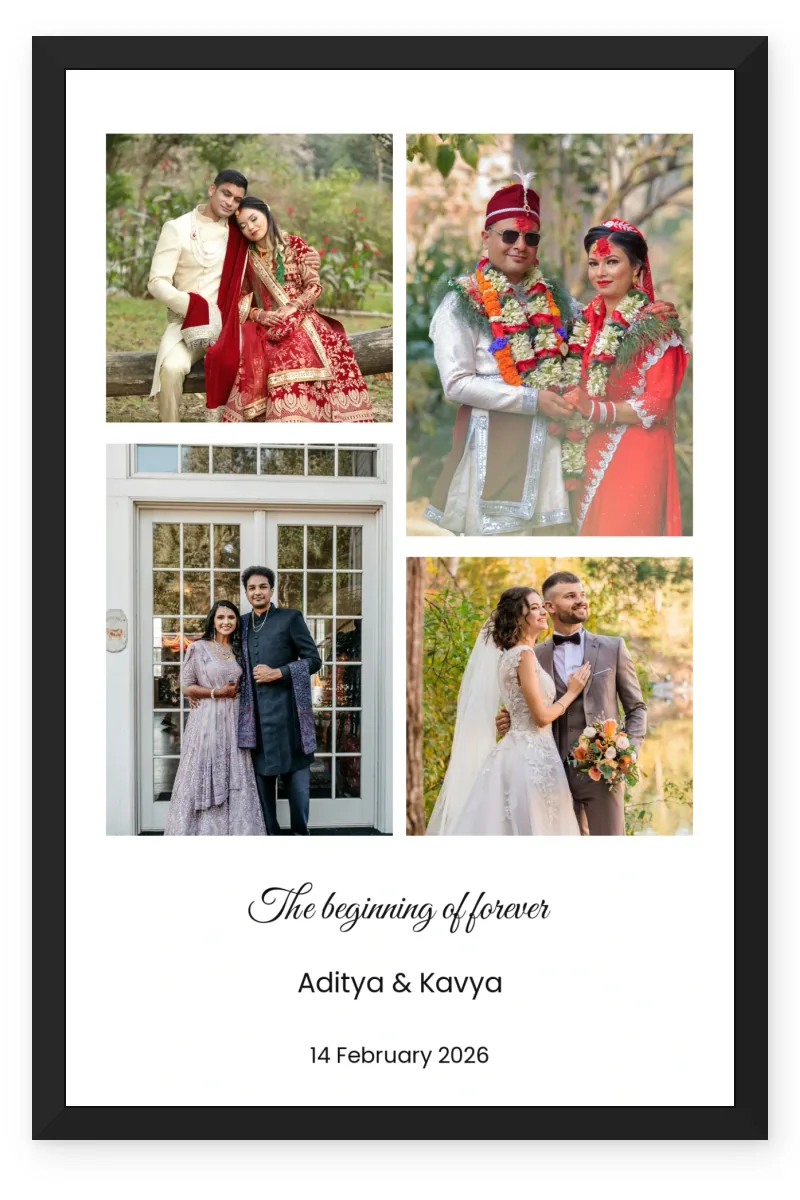 Personalized Wedding Photo Frame – The Beginning of Forever (4 Photos)