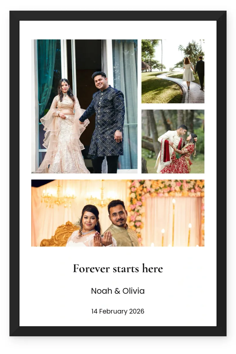 Personalized Wedding Photo Frame – Forever Starts Here (4 Photos)