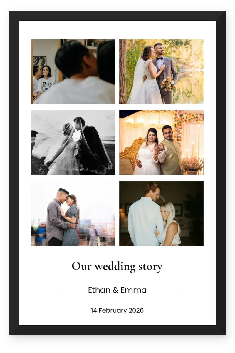 Personalized Wedding Photo Frame – Our Wedding Story (6 Photos)