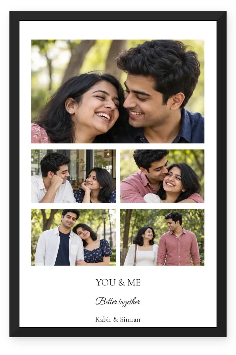 You and Me Better Together Couple Photo Collage Frame