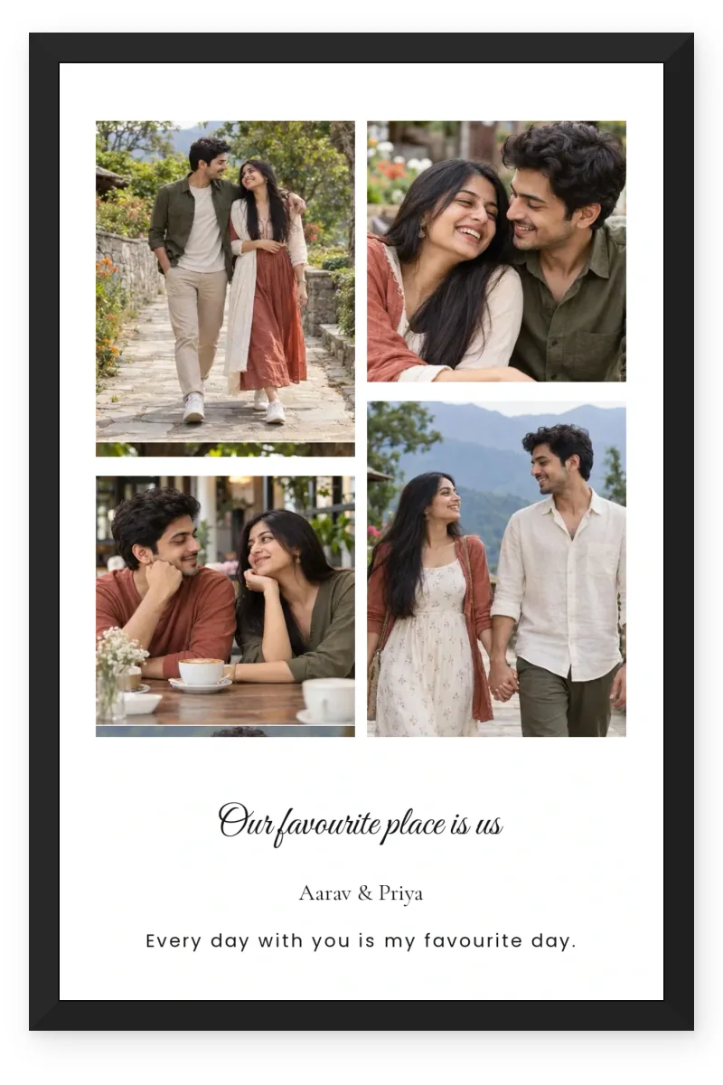 You and Me Our Favourite Place 4 Photo Couple Collage Frame
