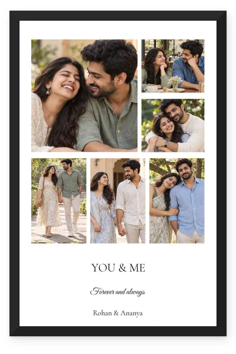 You & Me Forever and Always Couple Photo Collage Frame