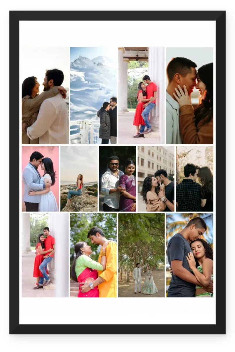 13 Photo Collage Frame 4+5+4 Three Row Mixed Layout