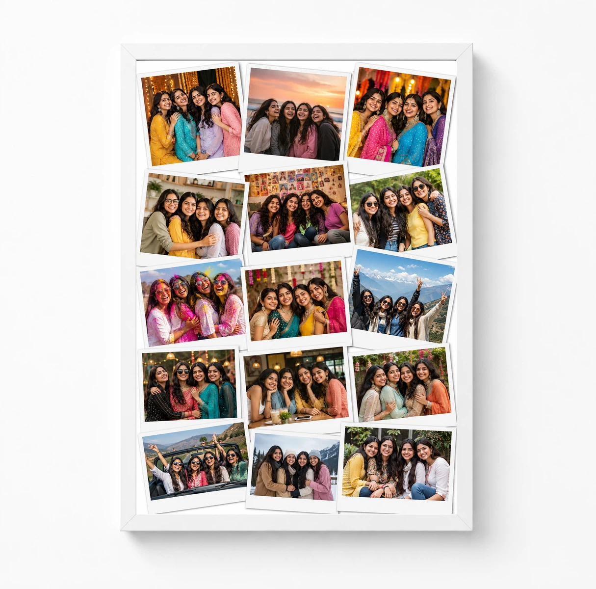 13 Photo Collage Frame Scattered Polaroids 13 Memory Wall Layout, view 3